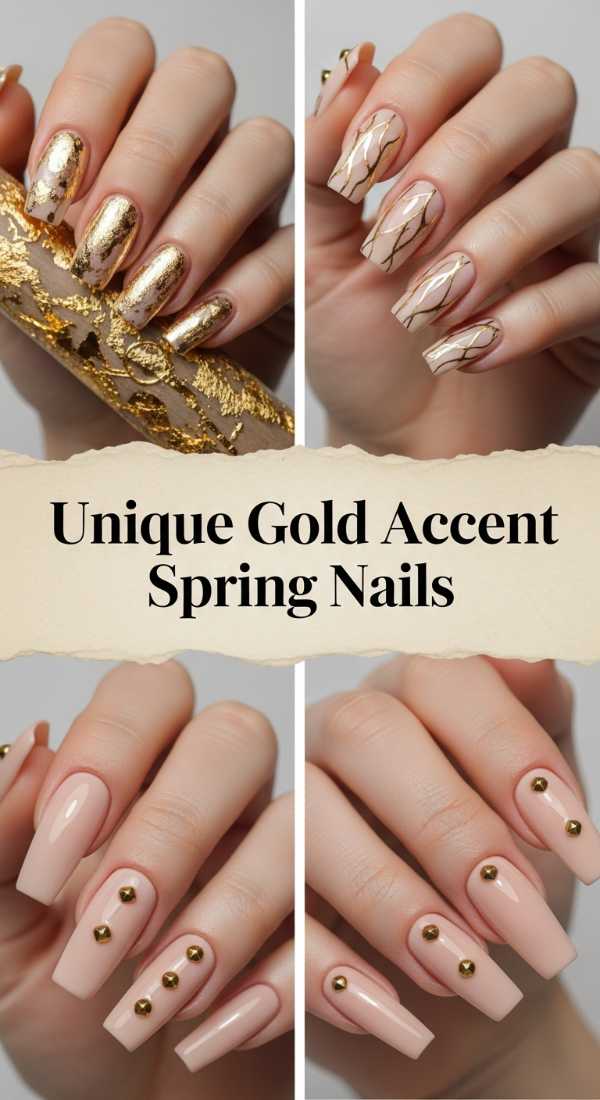 Unique Gold Accent Spring Nails 69f32b66e2e26