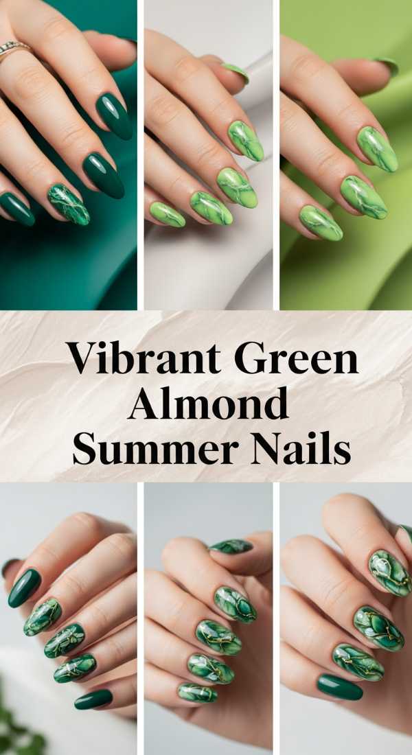 Vibrant Green Almond Summer Nails 69ee592a67324