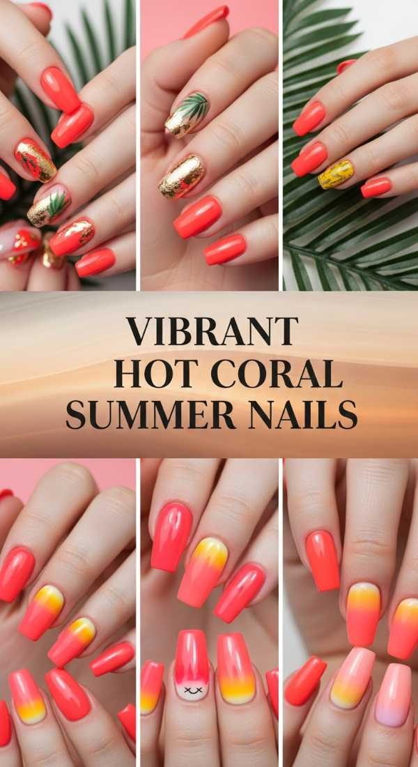 Vibrant Hot Coral Summer Nails 69ee419d36fe3