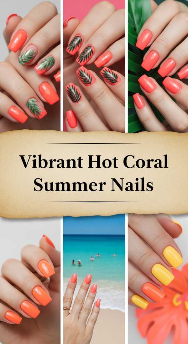 Vibrant Hot Coral Summer Nails 69f0cc466ca7f