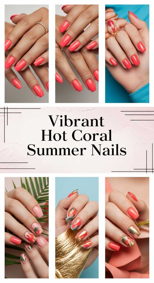 Vibrant Hot Coral Summer Nails 69f32b8fe7a74