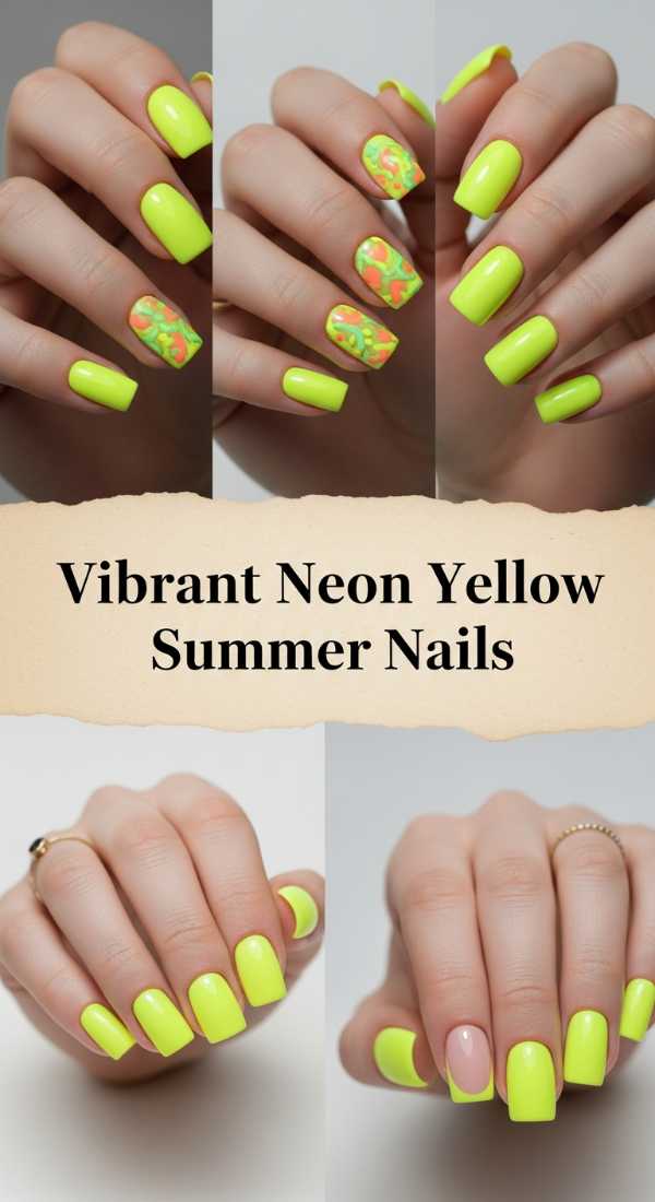 Vibrant Neon Yellow Summer Nails 69f32d63098b1