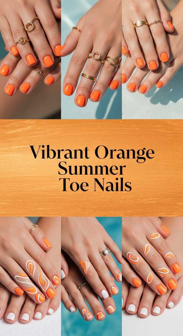 Vibrant Orange Summer Toe Nails