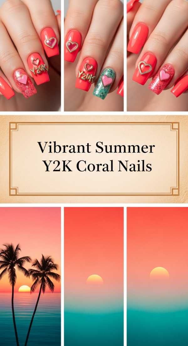 Vibrant Summer Y2k Coral Nails 69ee418b746ea