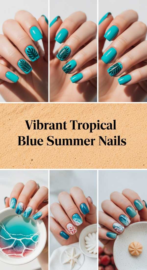 Vibrant Tropical Blue Summer Nails 69ee41993ae47