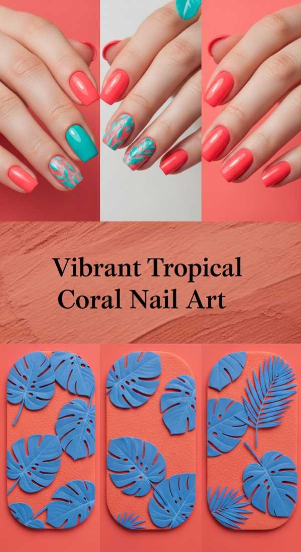 Vibrant Tropical Coral Nail Art 69ee40a3b066c
