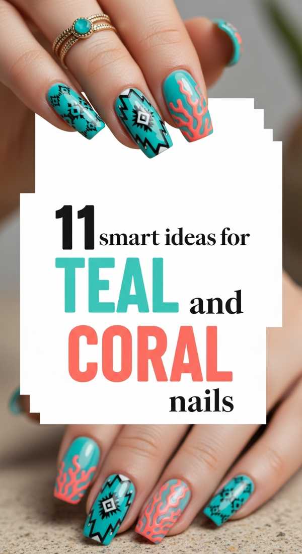 11 Smart Ideas For Teal And Coral Nails 6a05a3e04b7d3