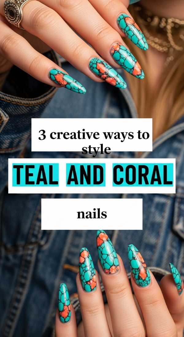 3 Creative Ways To Style Teal And Coral Nails 6a059cc71d622