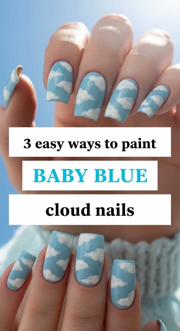 Ocean Breezes & Porcelain Patterns: Your Blue & White Nail Art Guide 3 Easy Ways To Paint Baby Blue Cloud Nails 69fc7f57bda3f