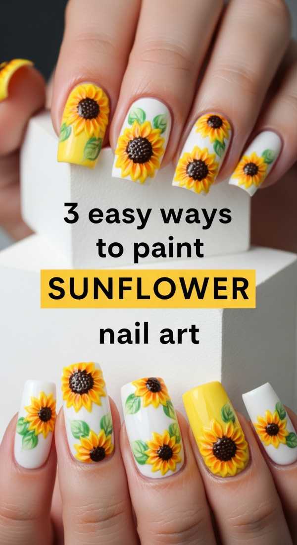 3 Easy Ways To Paint Sunflower Nail Art 69ff5ab68ea8d