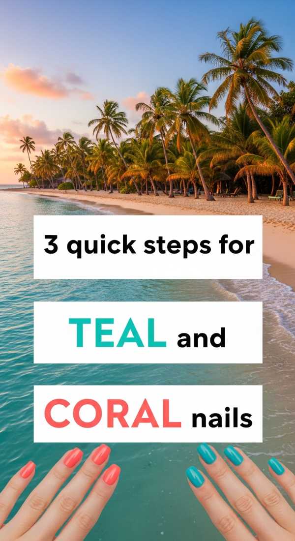 3 Quick Steps For Teal And Coral Nails 6a0595cc403c4