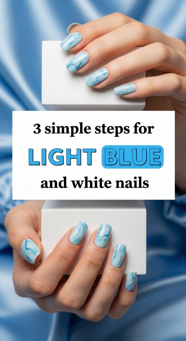 3 Simple Steps For Light Blue And White Nails 69fc7e54c4436