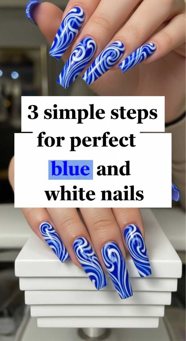 3 Simple Steps For Perfect Blue And White Nails 69fc7e6aa065e