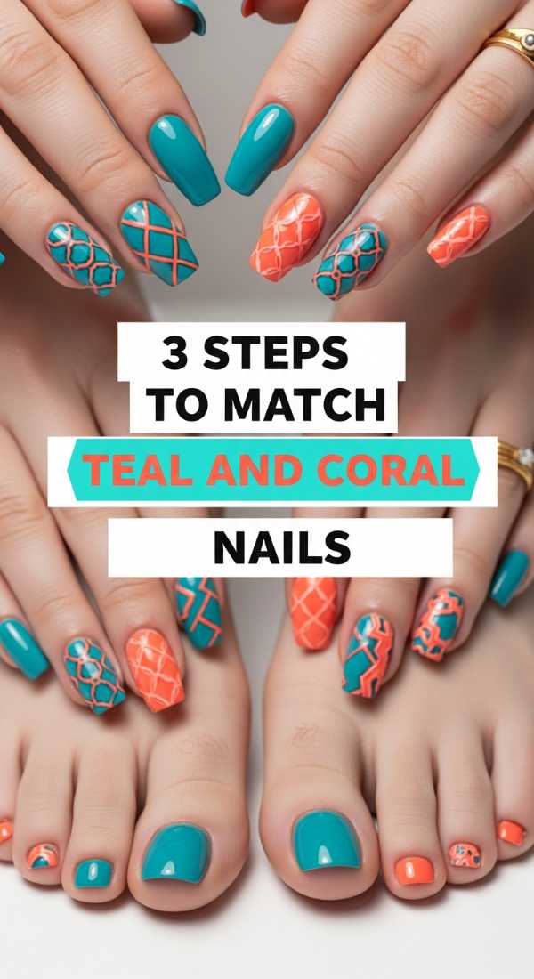 3 Steps To Match Teal And Coral Nails 6a05a14504a37