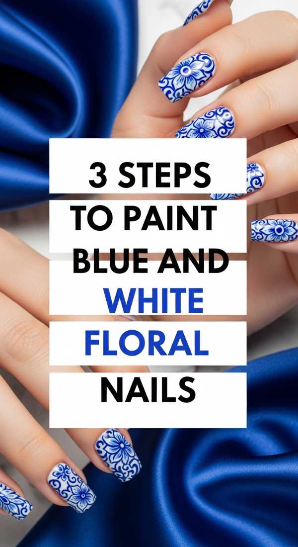 3 Steps To Paint Blue And White Floral Nails 69fc7e64c51ec