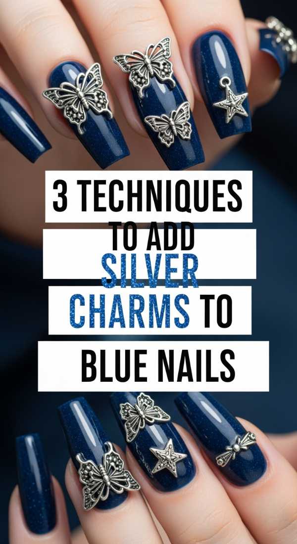 3 Techniques To Add Silver Charms To Blue Nails 69fc7f690aab4