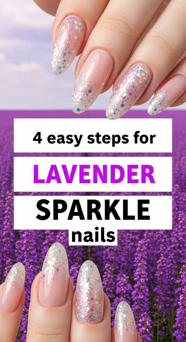 4 Easy Steps For Lavender Sparkle Nails 69ff59642c07c