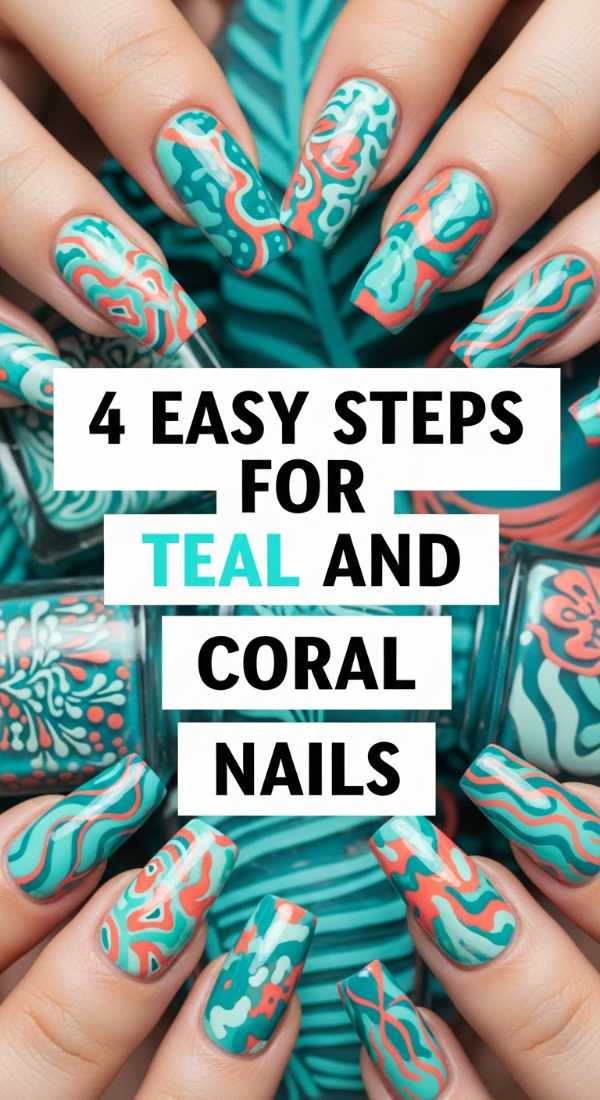 4 Easy Steps For Teal And Coral Nails 6a05a53a9723a