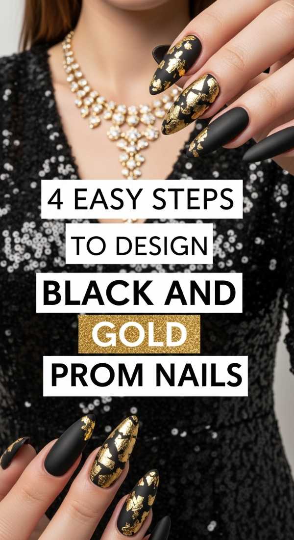 4 Easy Steps To Design Black And Gold Prom Nails 69ff594f79311