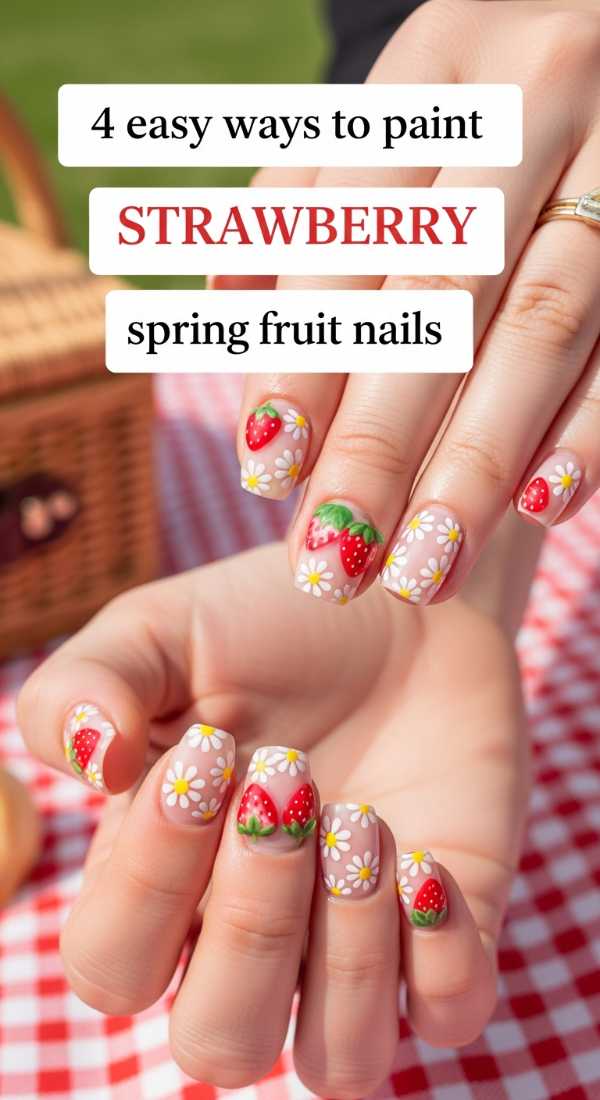 4 Easy Ways To Paint Strawberry Spring Fruit Nails 69ff5960014e6