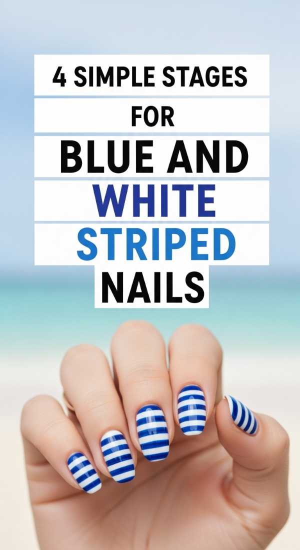 4 Simple Stages For Blue And White Striped Nails 6a0059d6bf84a