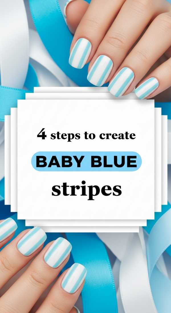 Master the Classic Duo: The Ultimate Blue and White Nail Art Tutorial 4 Steps To Create Baby Blue Stripes 69fc7f6c1bdcc