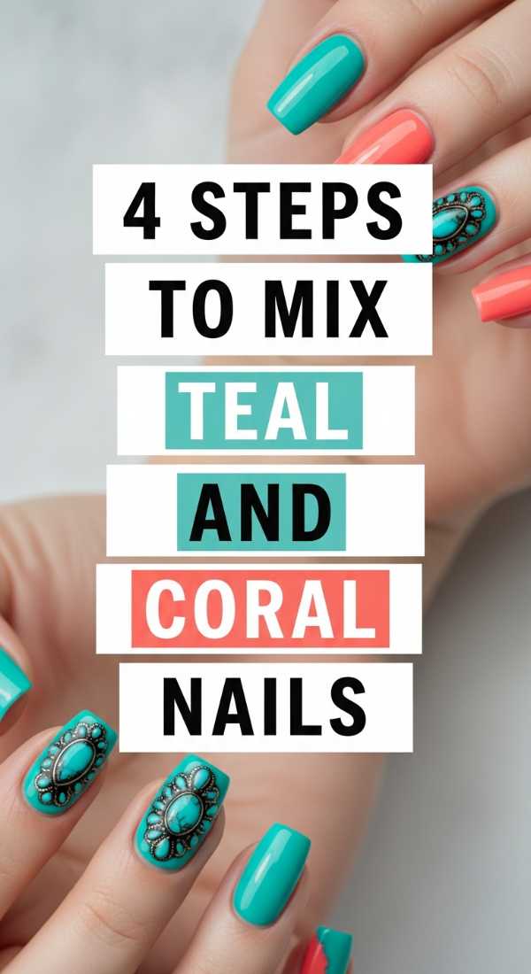 4 Steps To Mix Teal And Coral Nails 6a05a3d619833