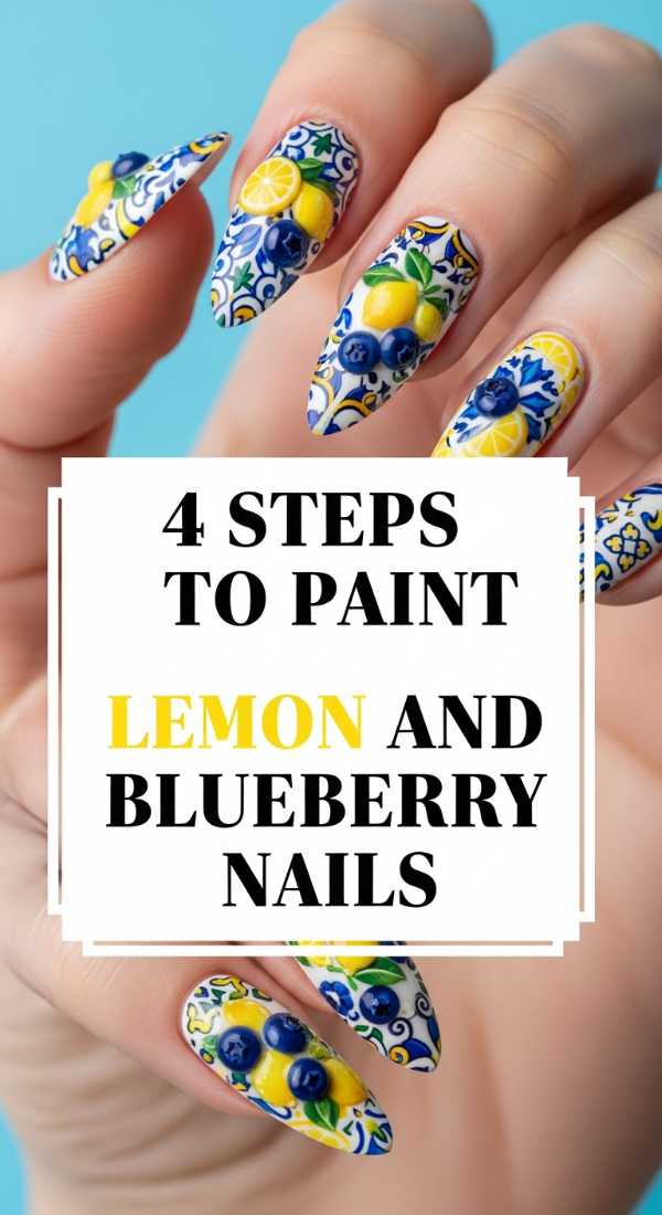 From Chrome to 3D: Your Complete 2026 Nail Art Encyclopedia 4 Steps To Paint Lemon And Blueberry Nails 69ff59686a01f