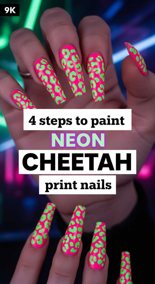 4 Steps To Paint Neon Cheetah Print Nails 6a059b325bfbe
