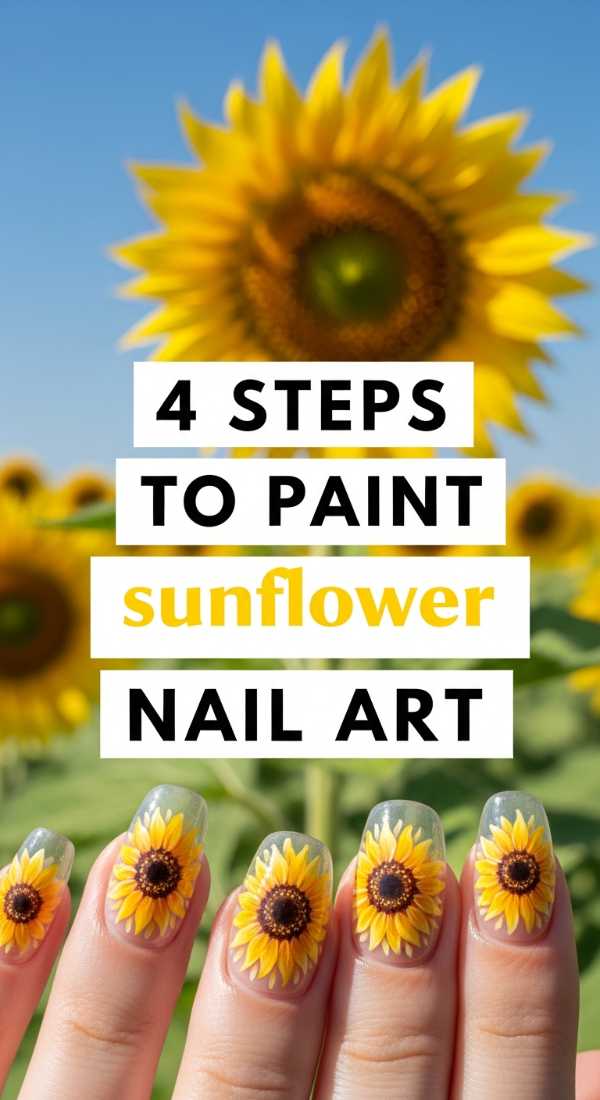 4 Steps To Paint Sunflower Nail Art 6a033a0a7e975