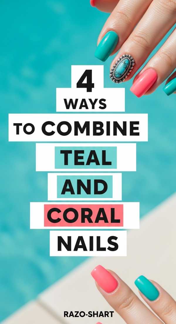 4 Ways To Combine Teal And Coral Nails 6a059b5caab70