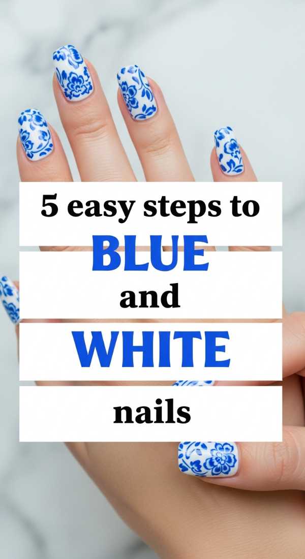 5 Easy Steps To Blue And White Nails 69fc7e5a6232a