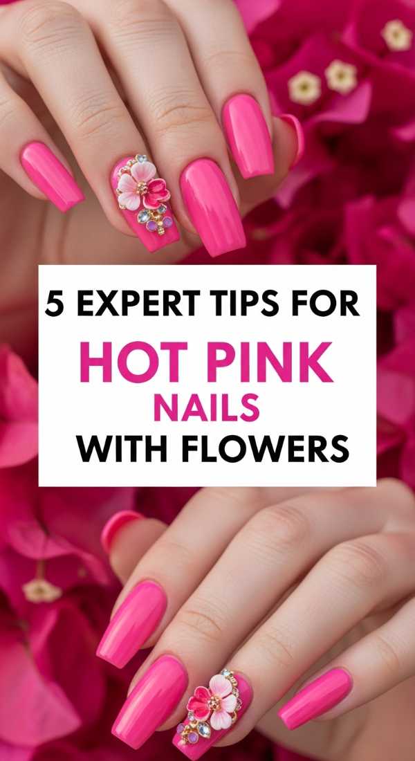 5 Expert Tips For Hot Pink Nails With Flowers 6a059f6e57e94