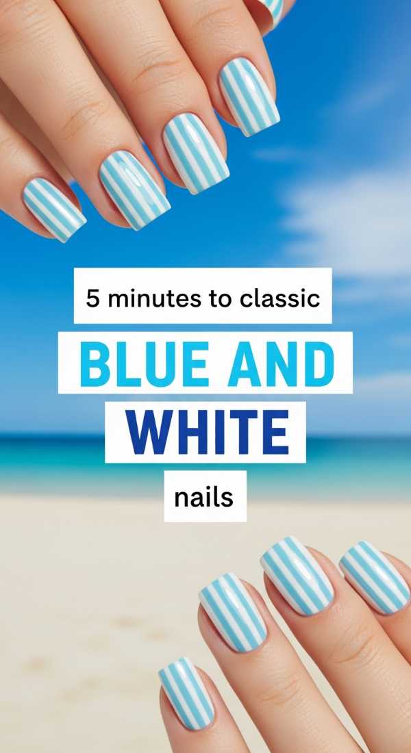 5 Minutes To Classic Blue And White Nails 69fc7f62c2486