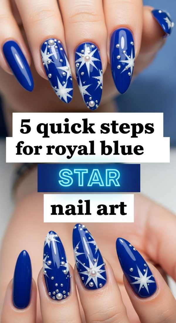 5 Quick Steps For Royal Blue Star Nail Art 69fc7e612cb3d