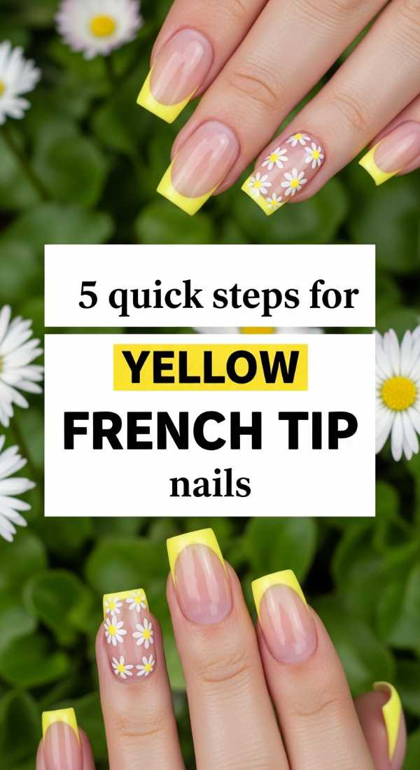 5 Quick Steps For Yellow French Tip Nails 6a059b209dfa7