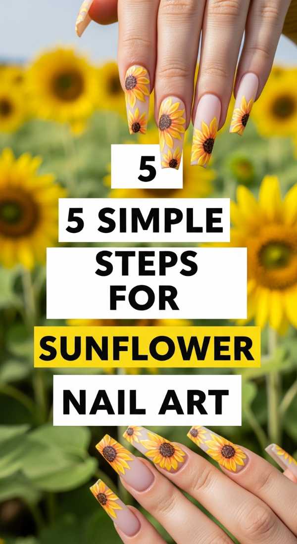 5 Simple Steps For Sunflower Nail Art 69f5e2b454aae