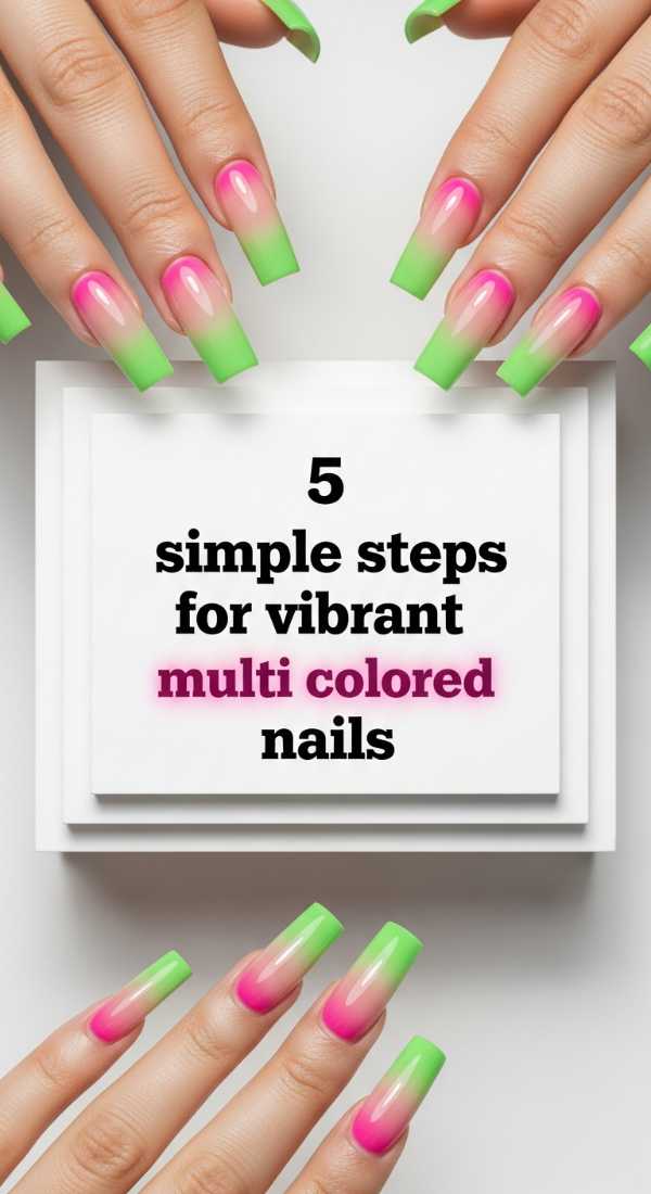 5 Simple Steps For Vibrant Multi Colored Nails 6a0f0b9ac52d2