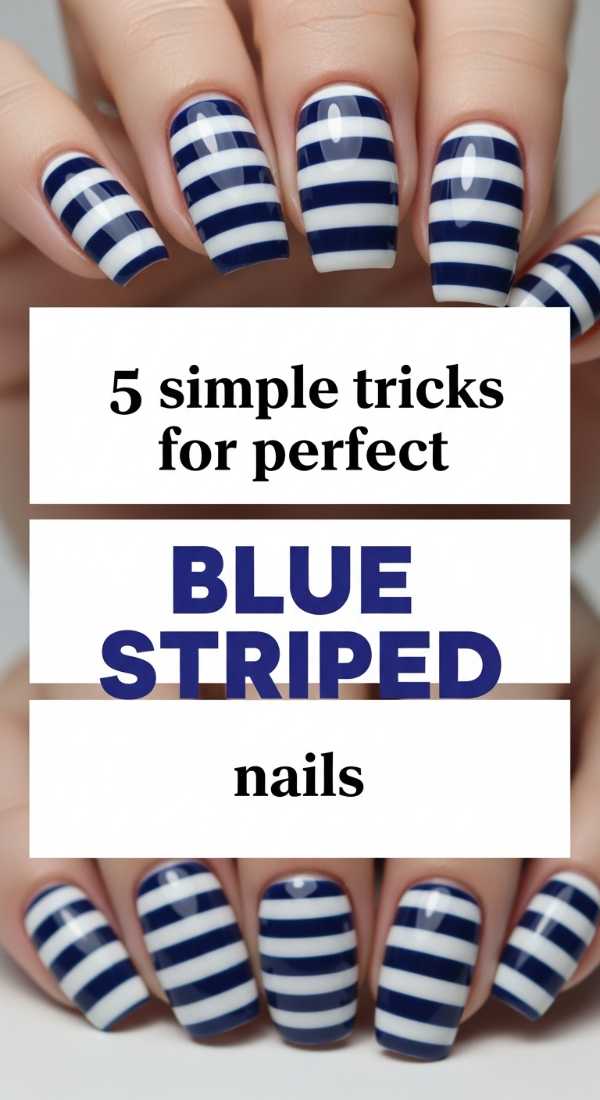 5 Simple Tricks For Perfect Blue Striped Nails 69fc7e6dd35bc