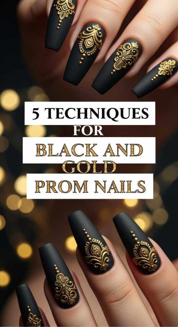 5 Techniques For Black And Gold Prom Nails 6a033a128e214