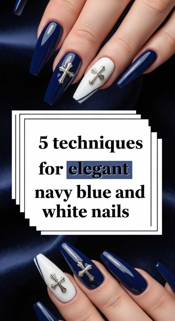 5 Techniques For Elegant Navy Blue And White Nails 69fc7e6b1c2da