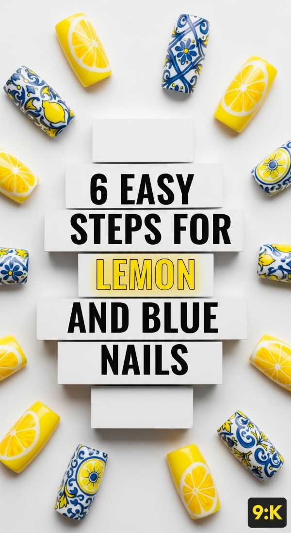 6 Easy Steps For Lemon And Blue Nails 6a05a6fa73cd9