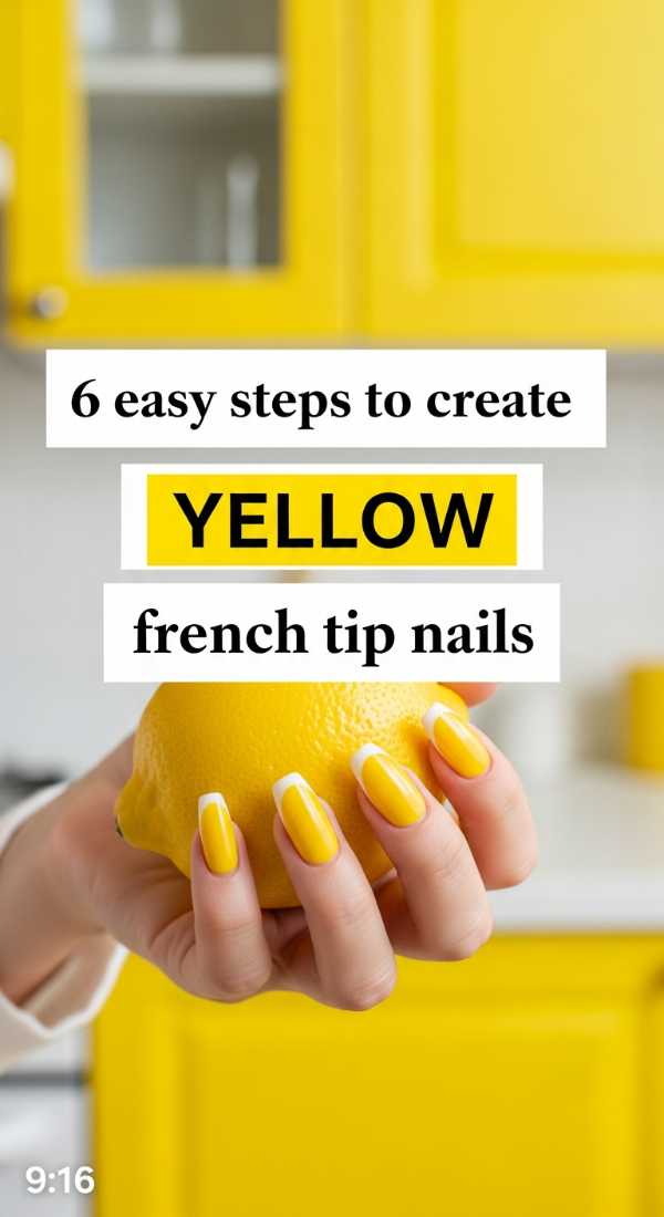 6 Easy Steps To Create Yellow French Tip Nails 6a059f9db7f2f