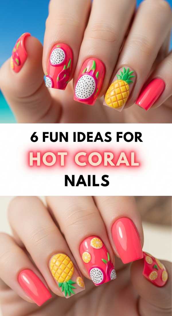 6 Fun Ideas For Hot Coral Nails 69ff596642ee9