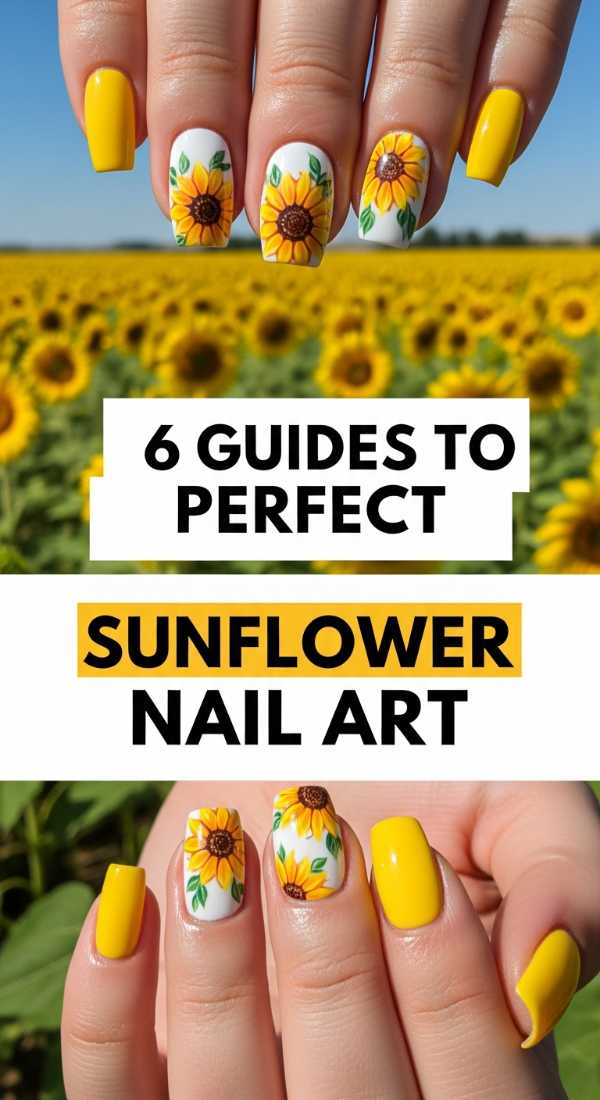 6 Guides To Perfect Sunflower Nail Art 6a03313db0961