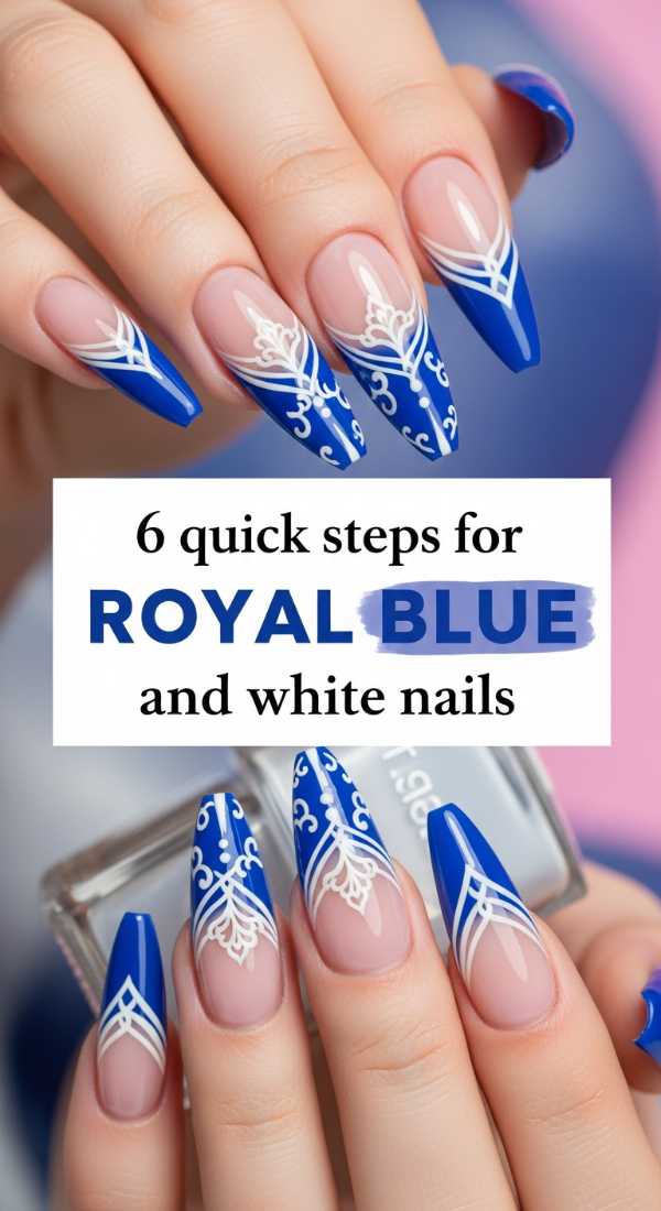 6 Quick Steps For Royal Blue And White Nails 69f4c119c16db