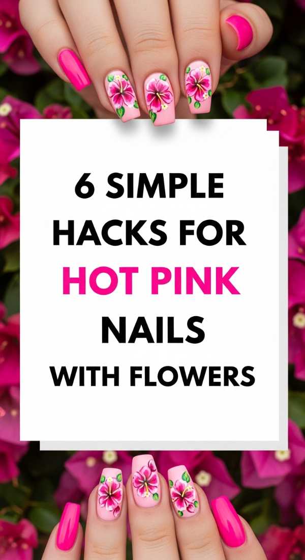 6 Simple Hacks For Hot Pink Nails With Flowers 6a05a544a8241