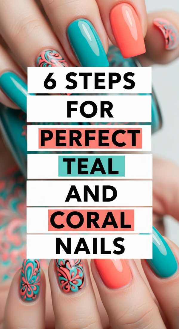 6 Steps For Perfect Teal And Coral Nails 6a0595e12a57b