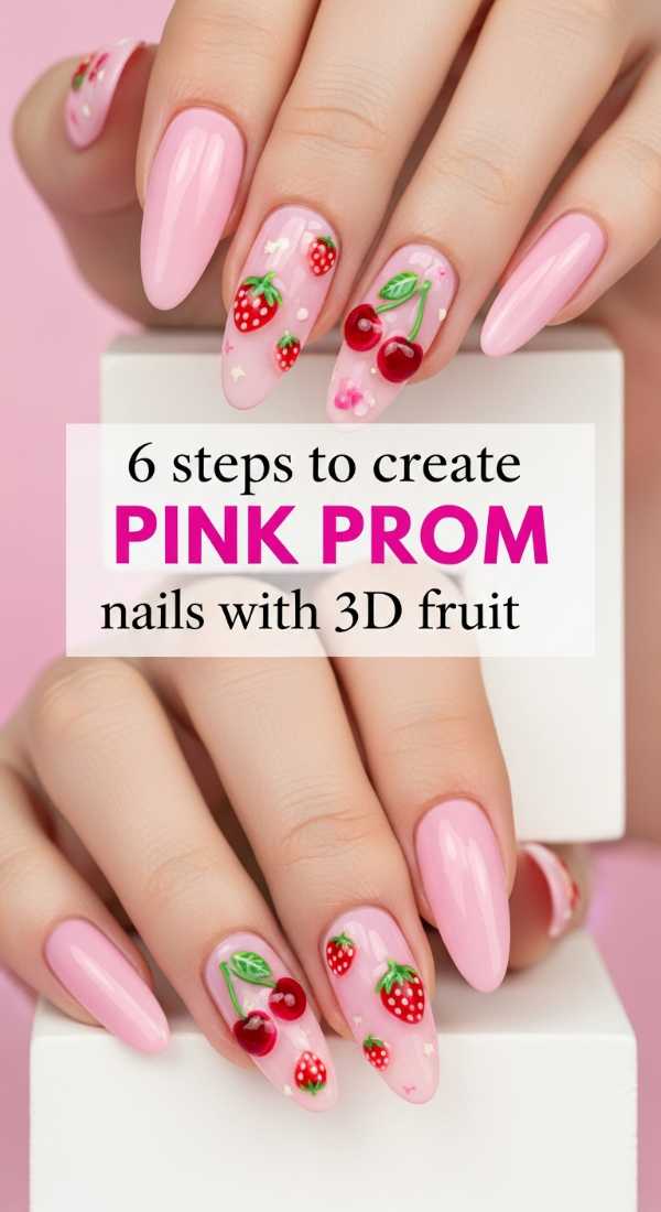 6 Steps To Create Pink Prom Nails With 3d Fruit 69ff5ab6f27b4