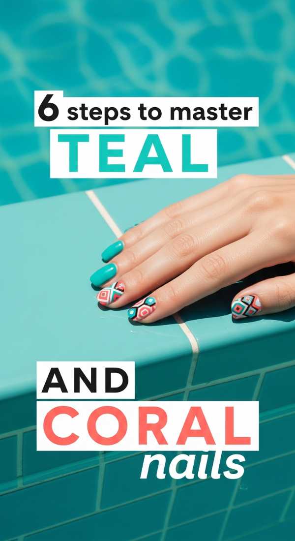 6 Steps To Master Teal And Coral Nails 6a059c9e2d1b8